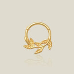 14K Solid Gold Laurel Leaf Clicker Hoop – Anygolds