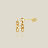 14K Solid Gold Square Chain Link Stud Earrings – Anygolds