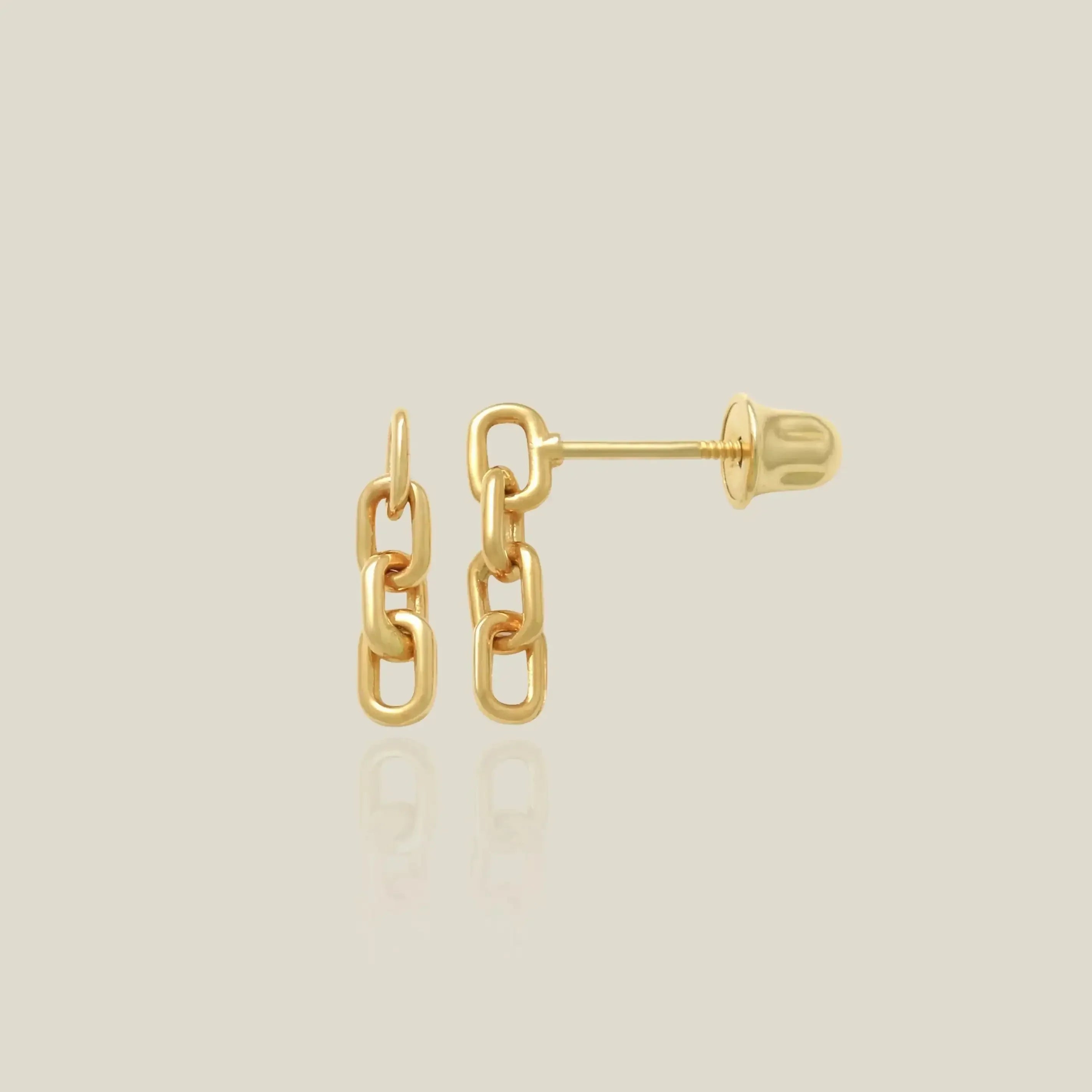 14K Solid Gold Square Chain Link Stud Earrings – Anygolds