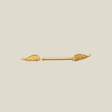 14K Solid Gold Angel Wings Straight Barbell – Anygolds