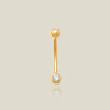 14K Solid Gold Double CZ Curved Barbell – Anygolds