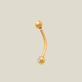 14K Solid Gold Double CZ Curved Barbell – Anygolds