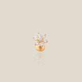 14K Solid Gold CZ Flower Stud – Anygolds