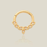 14K Solid Gold CZ Laurel Leaf Clicker Hoop – Anygolds