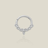 14K Solid Gold CZ Laurel Leaf Clicker Hoop – Anygolds