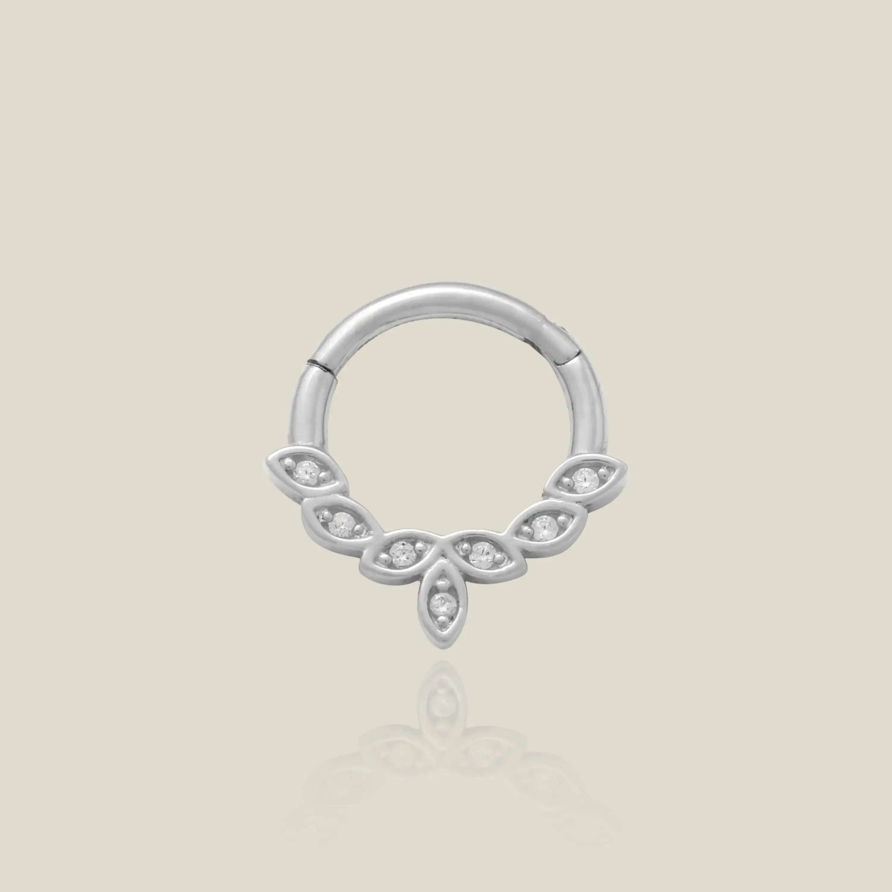 14K Solid Gold CZ Laurel Leaf Clicker Hoop – Anygolds