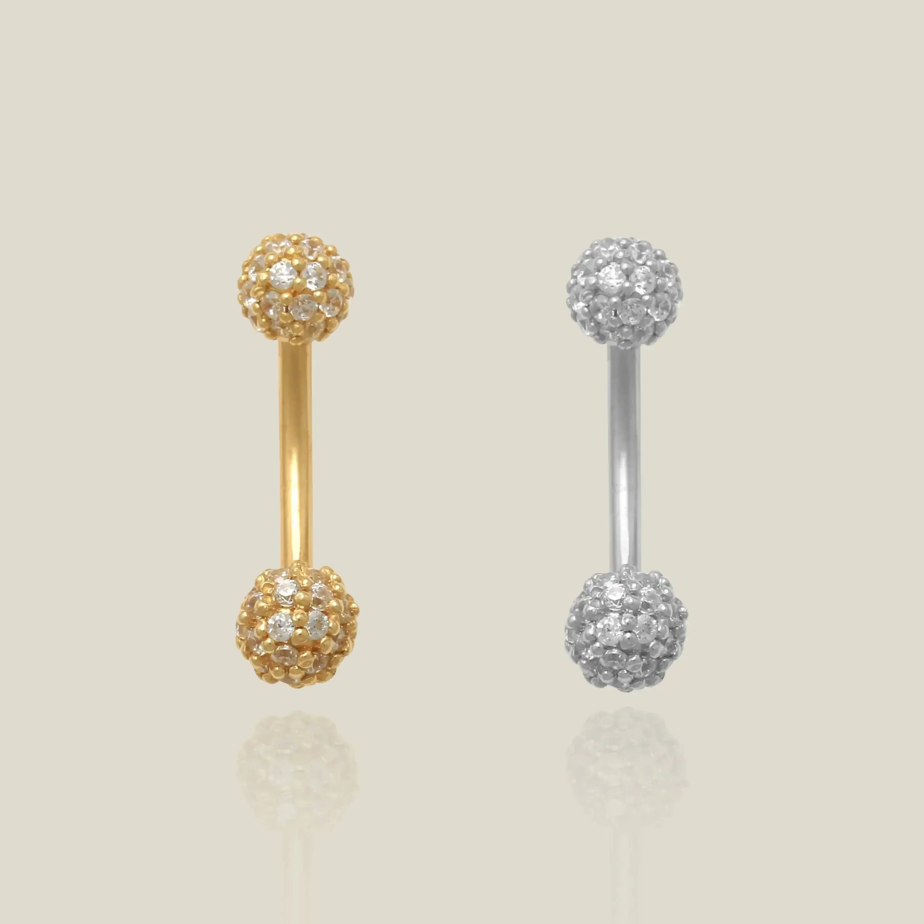 14K Solid Gold Stone Candy Curved Barbell – Anygolds