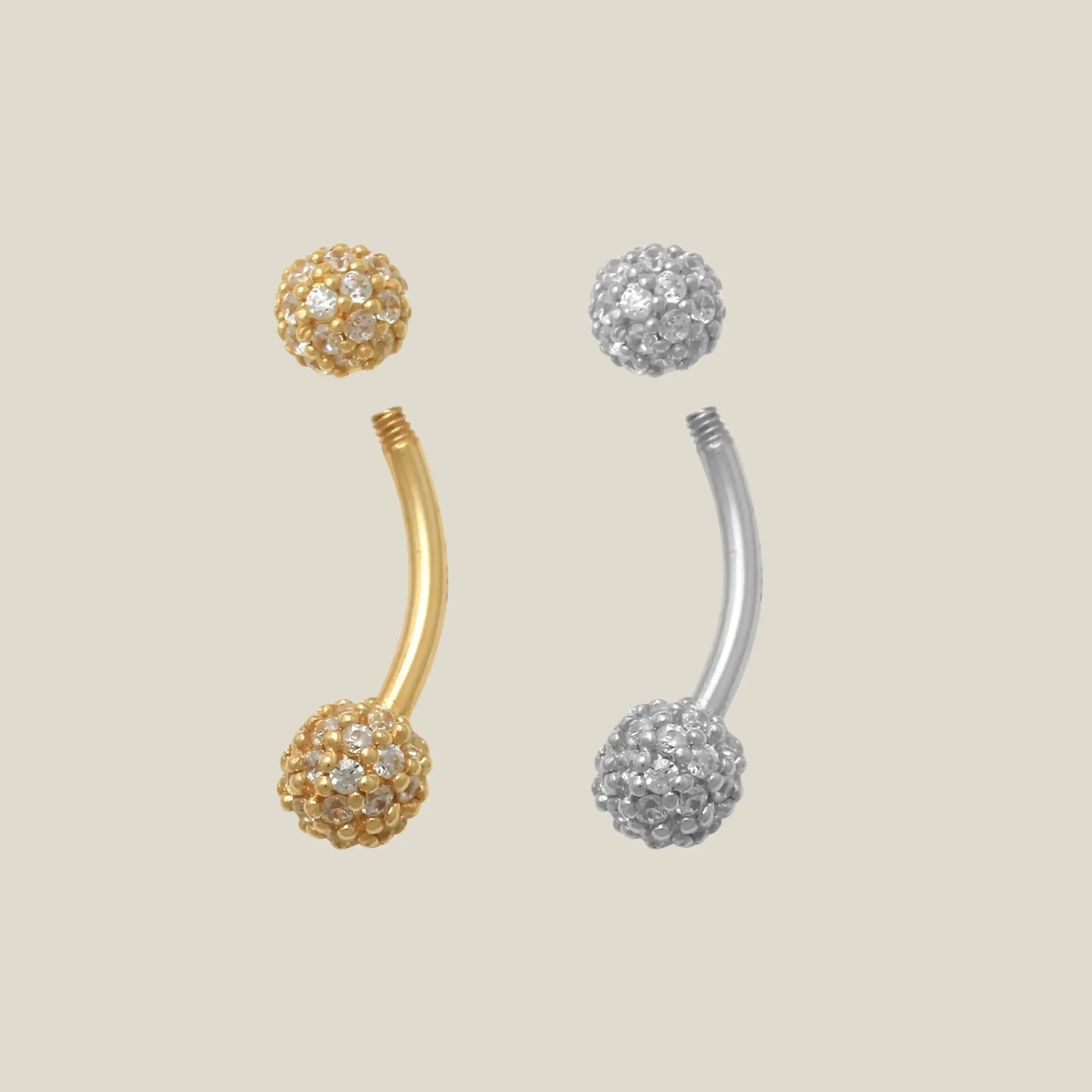 14K Solid Gold Stone Candy Curved Barbell – Anygolds