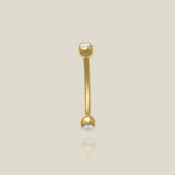 14K Solid Gold CZ Ball Curved Barbell – Anygolds