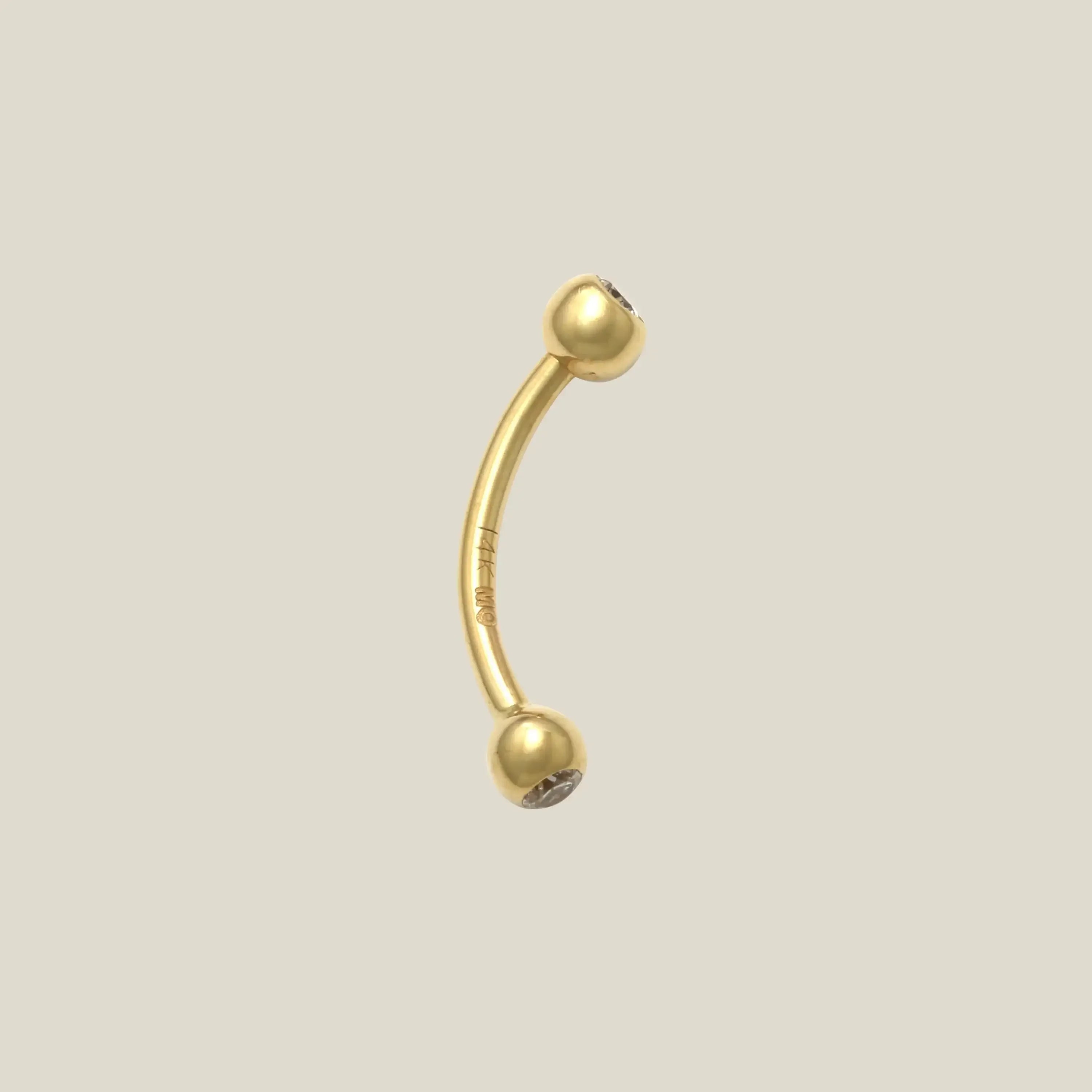 14K Solid Gold CZ Ball Curved Barbell – Anygolds