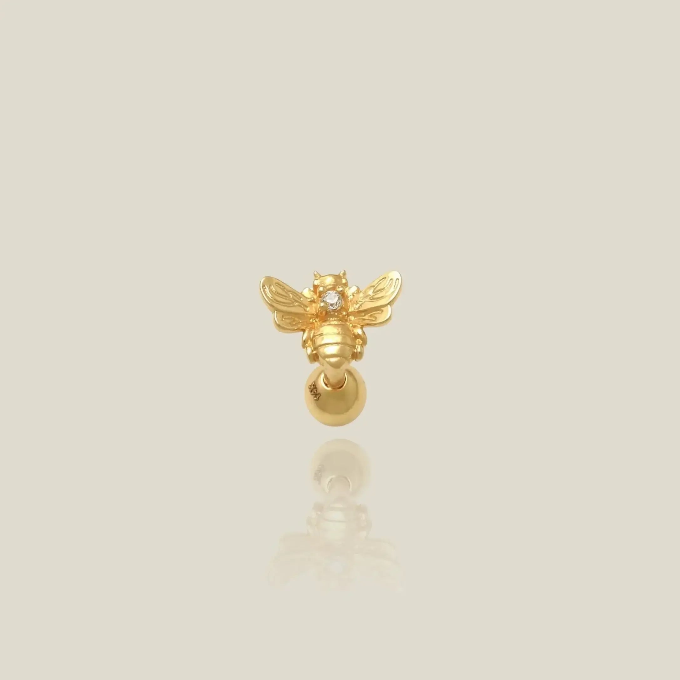 14K Solid Gold Bee Stud – Anygolds