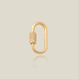 14K Solid Gold CZ Barrel Oval Carabiner Screw Connector – Anygolds