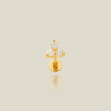 14K Solid Gold Trinity Lotus CZ Stud – Anygolds