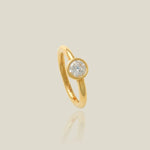14K Solid Gold Bezel CZ Clicker Hoop – Anygolds
