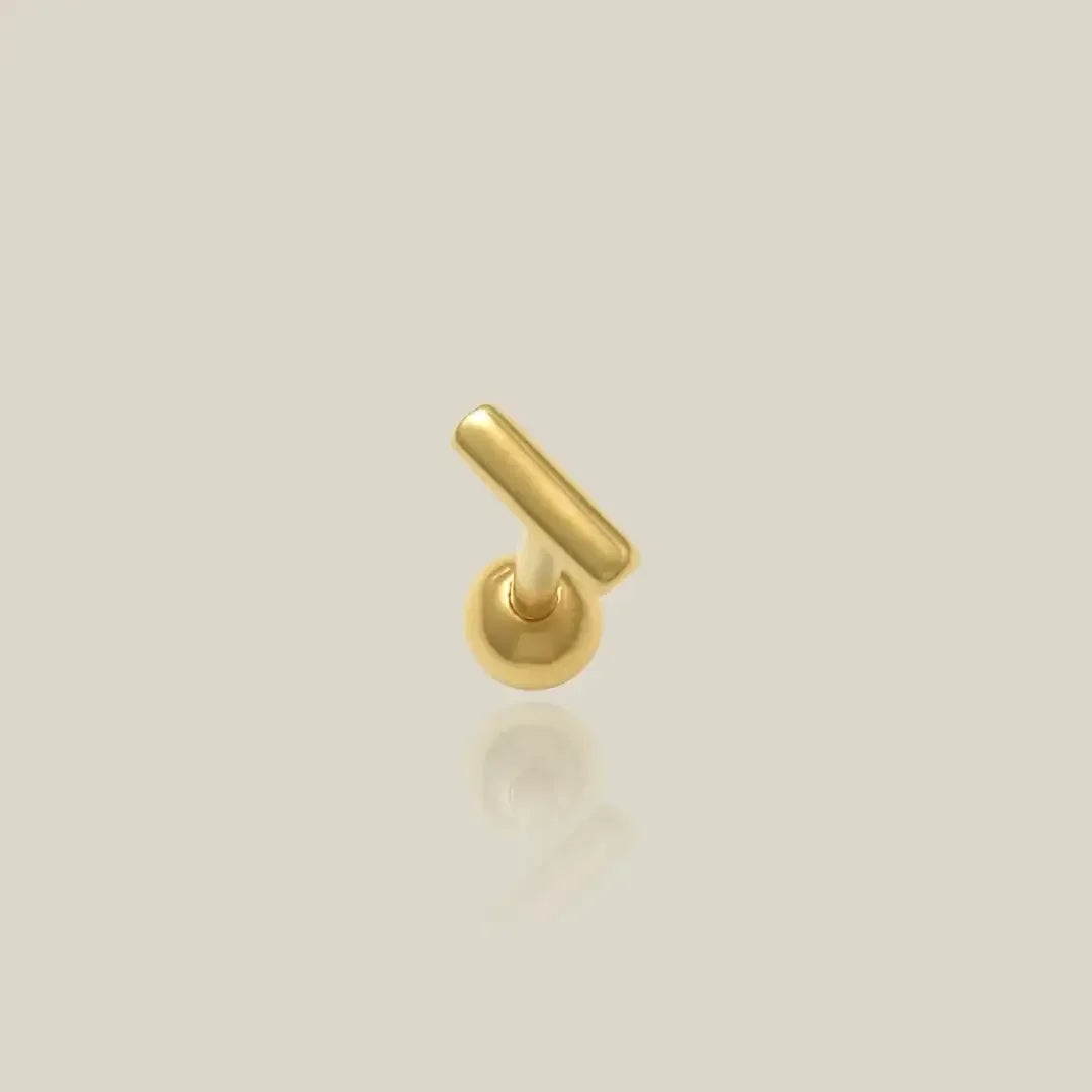 14K Solid Gold Mini Line Bar Stud – Anygolds