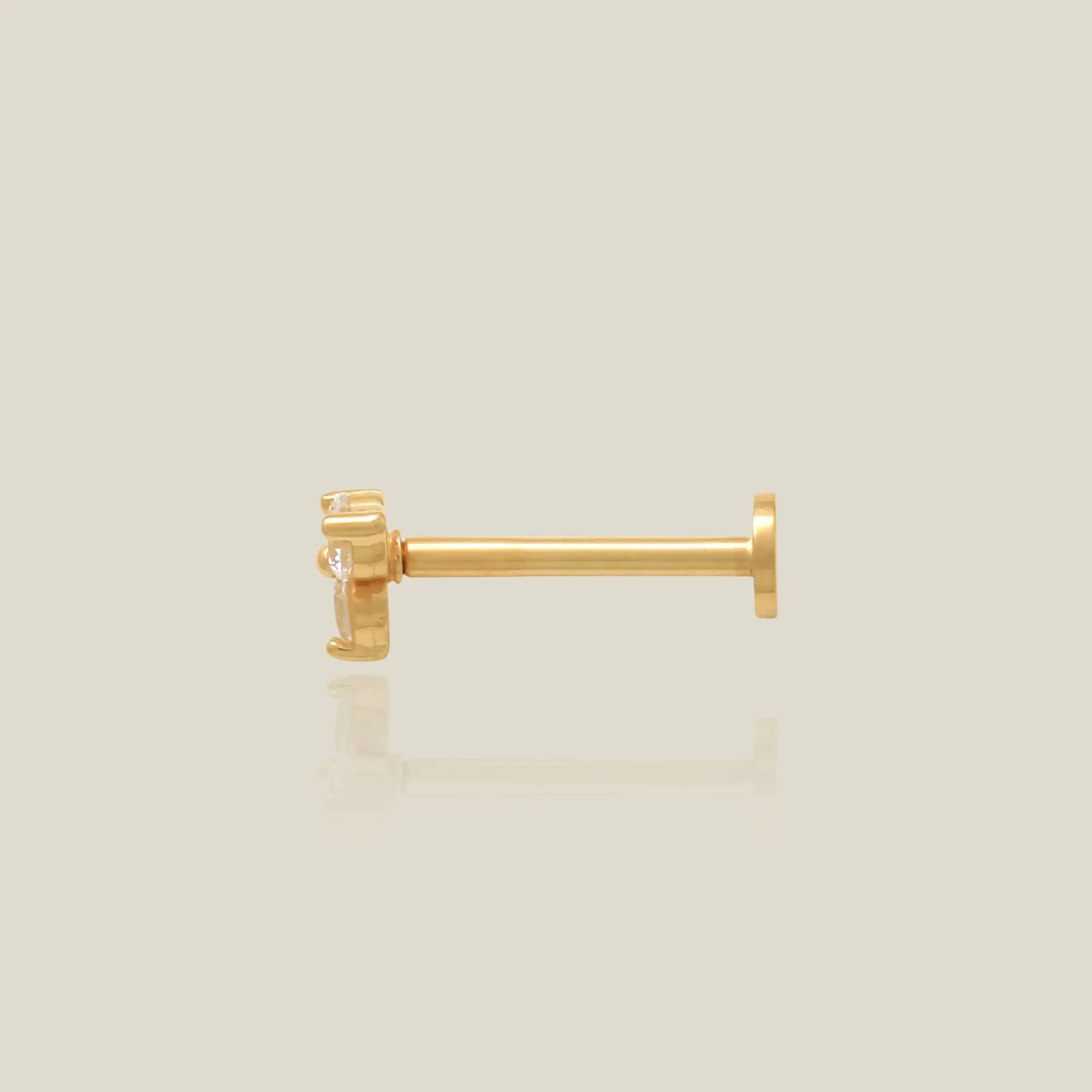 14K Solid Gold Trinity Lotus CZ Stud – Anygolds