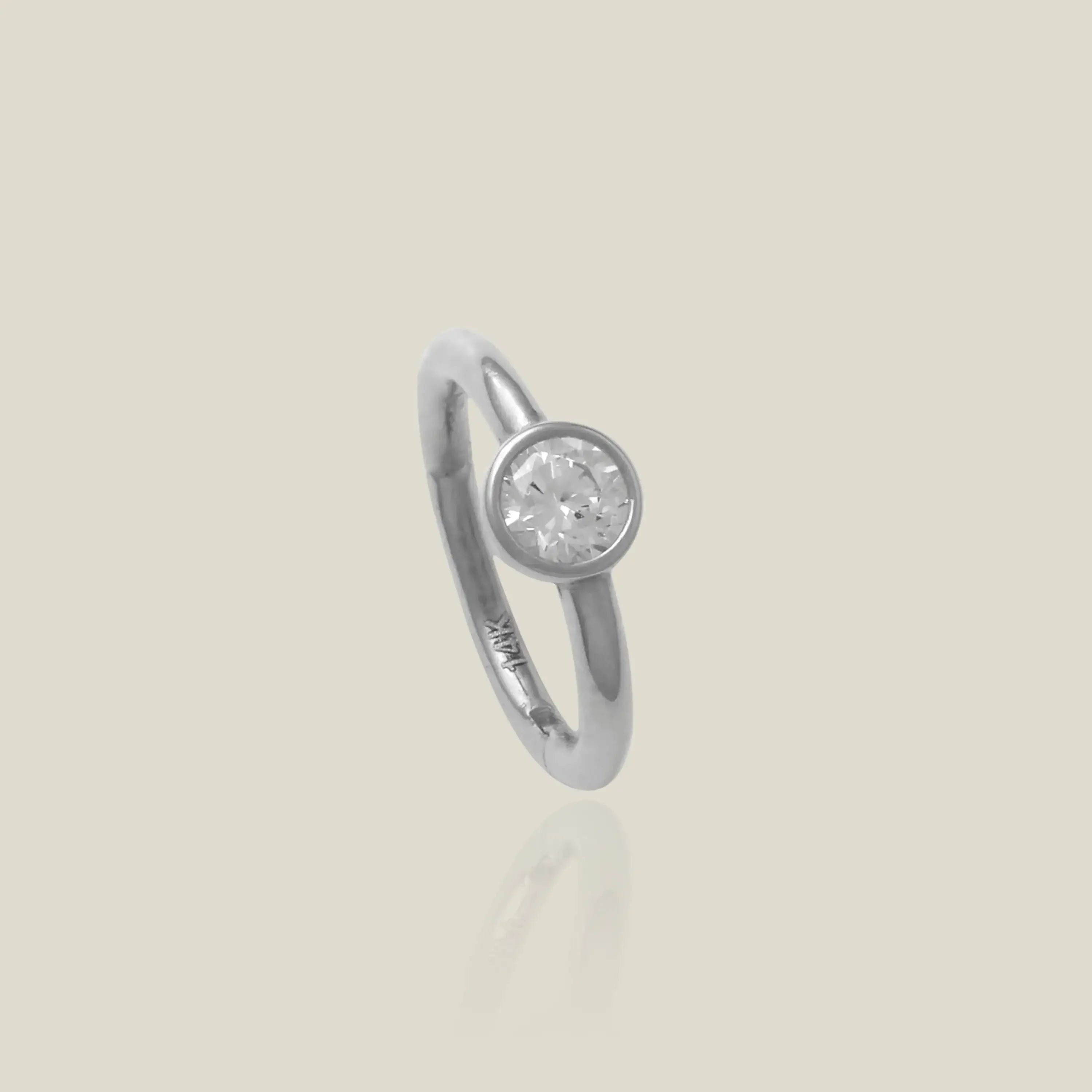 14K Solid Gold Bezel CZ Clicker Hoop – Anygolds