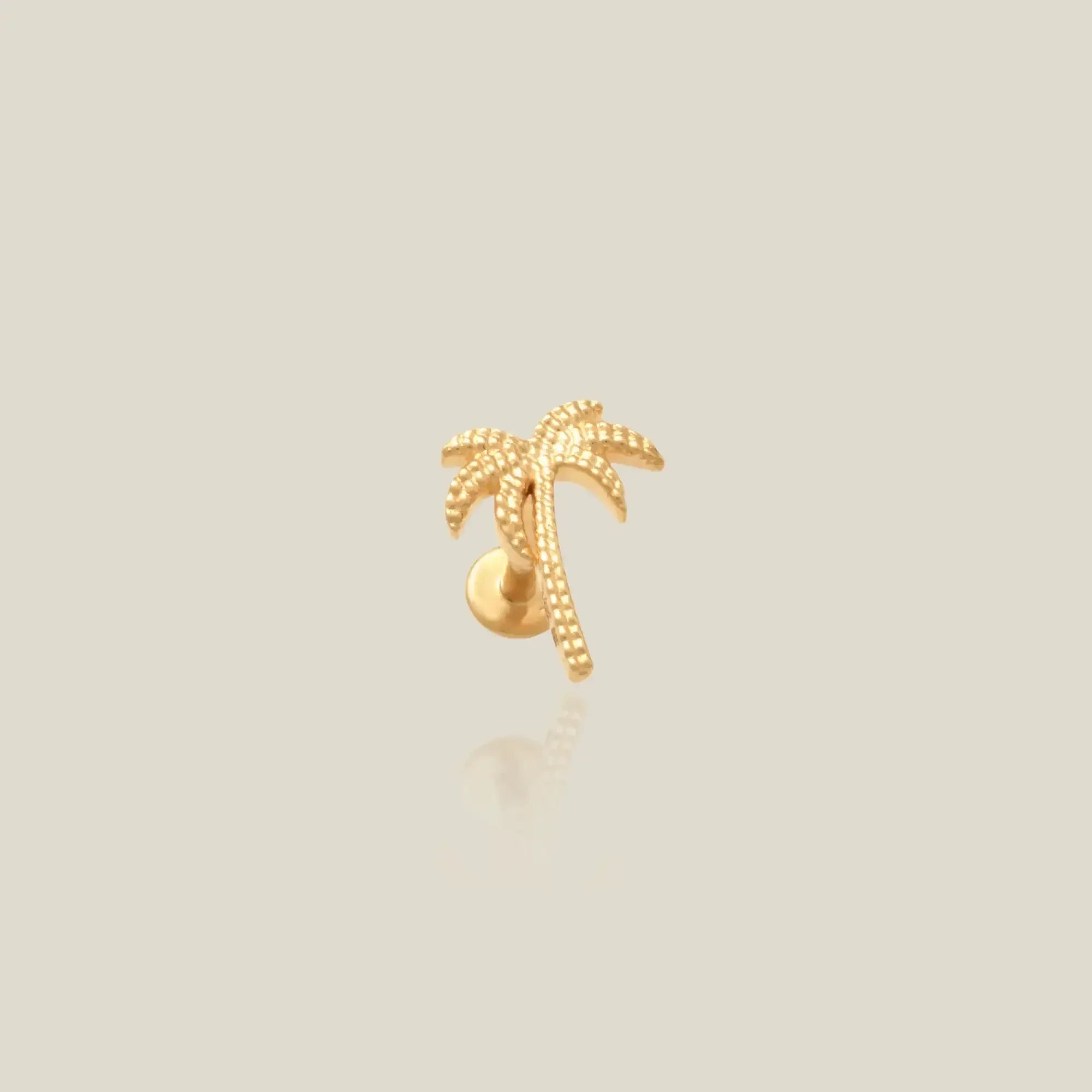 14K Solid Gold Palm Tree Stud – Anygolds