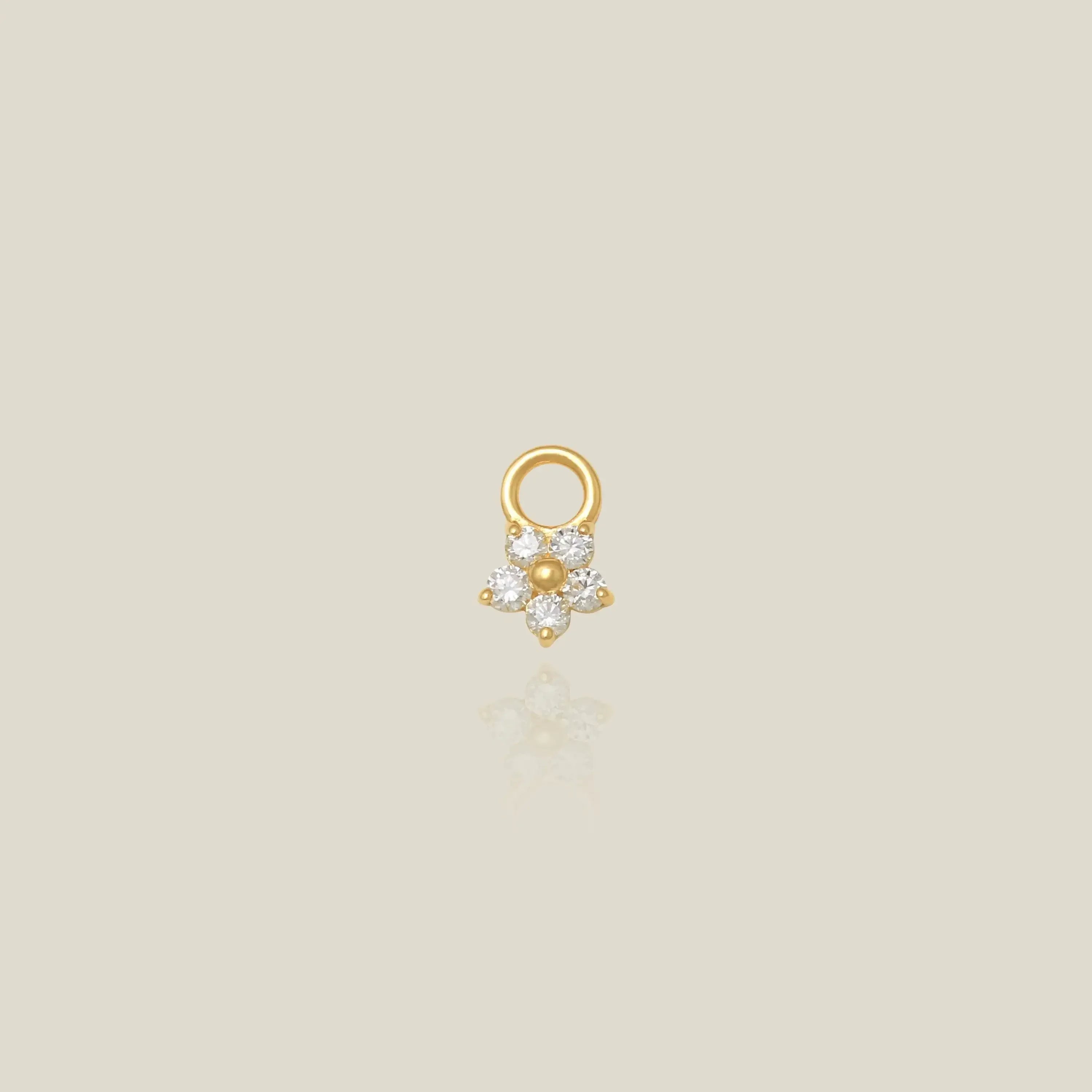14K Solid Gold Flower Diamond Charm – Anygolds