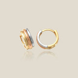 14K Solid Gold Tri-Gold Mini Hoop Earrings – Anygolds