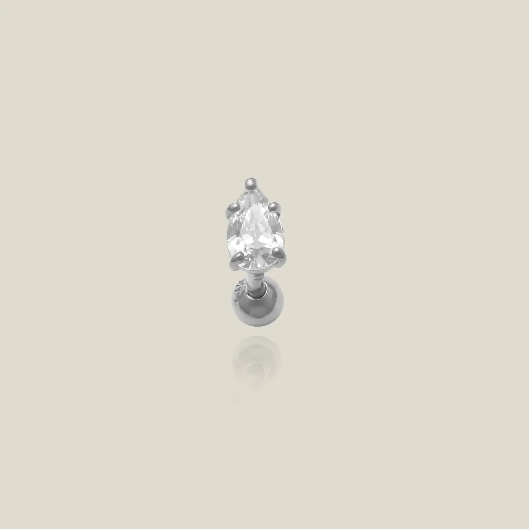 14K Solid Gold Teardrop Stone Stud – Anygolds