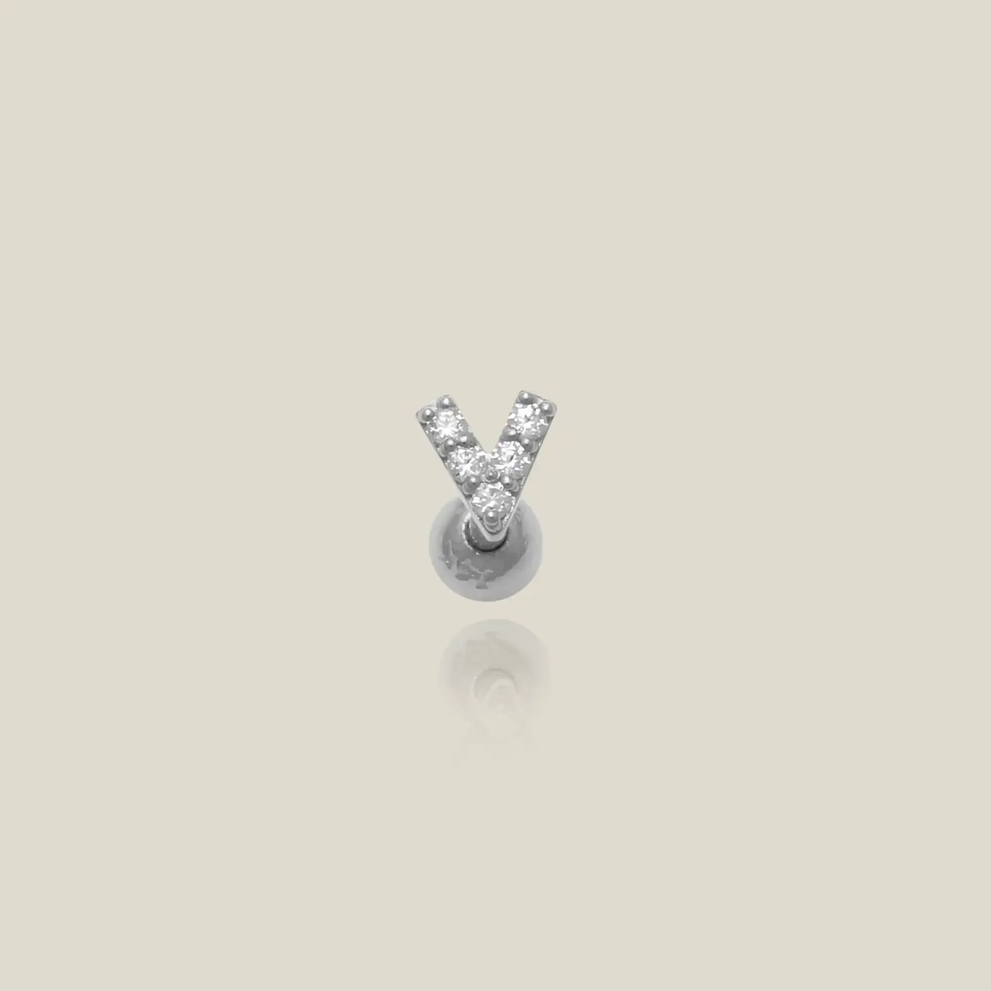 14K Solid Gold Diamond V Shape Stud – Anygolds