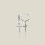 14K Solid Gold Budded Cross Drop Earrings – Anygolds