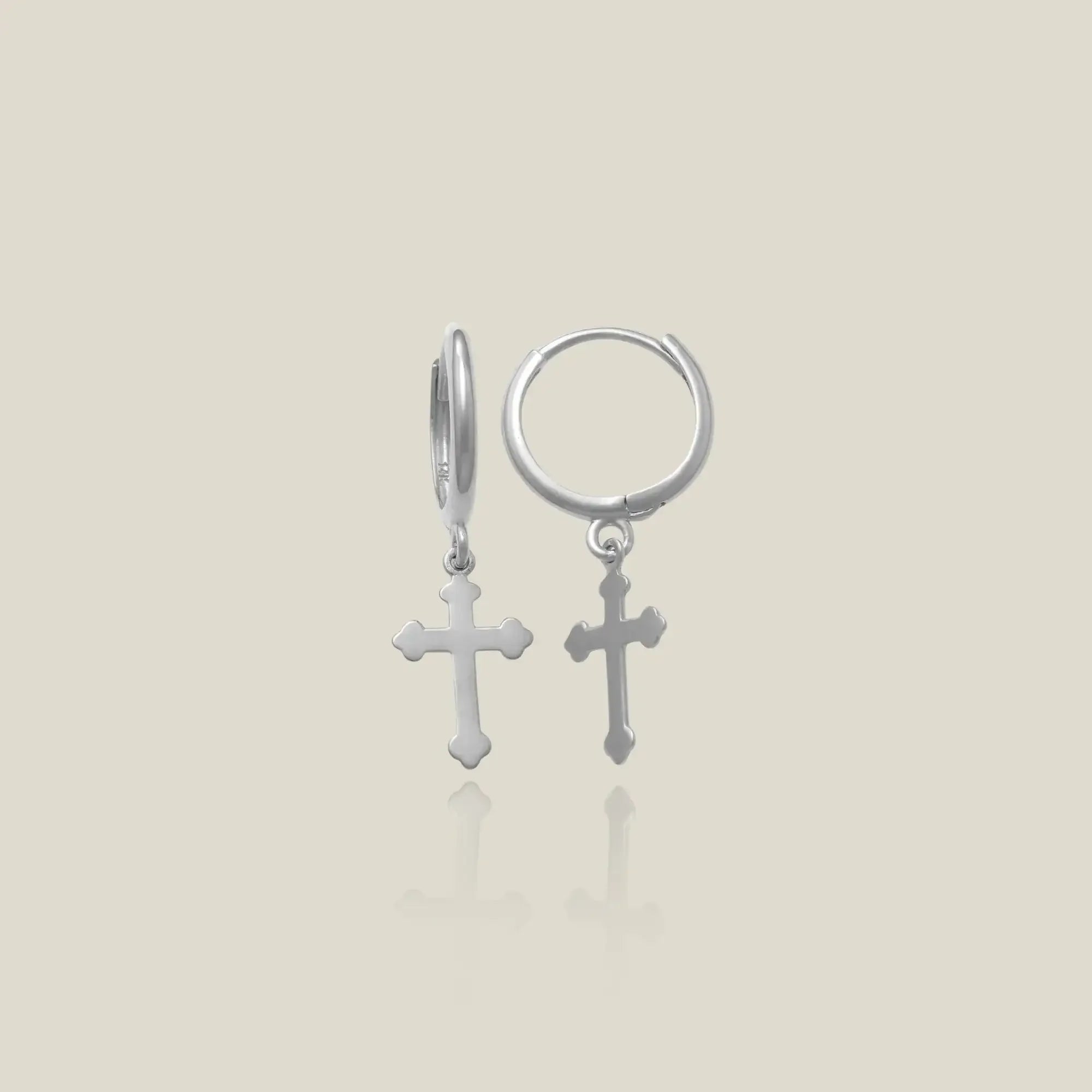 14K Solid Gold Budded Cross Drop Earrings – Anygolds