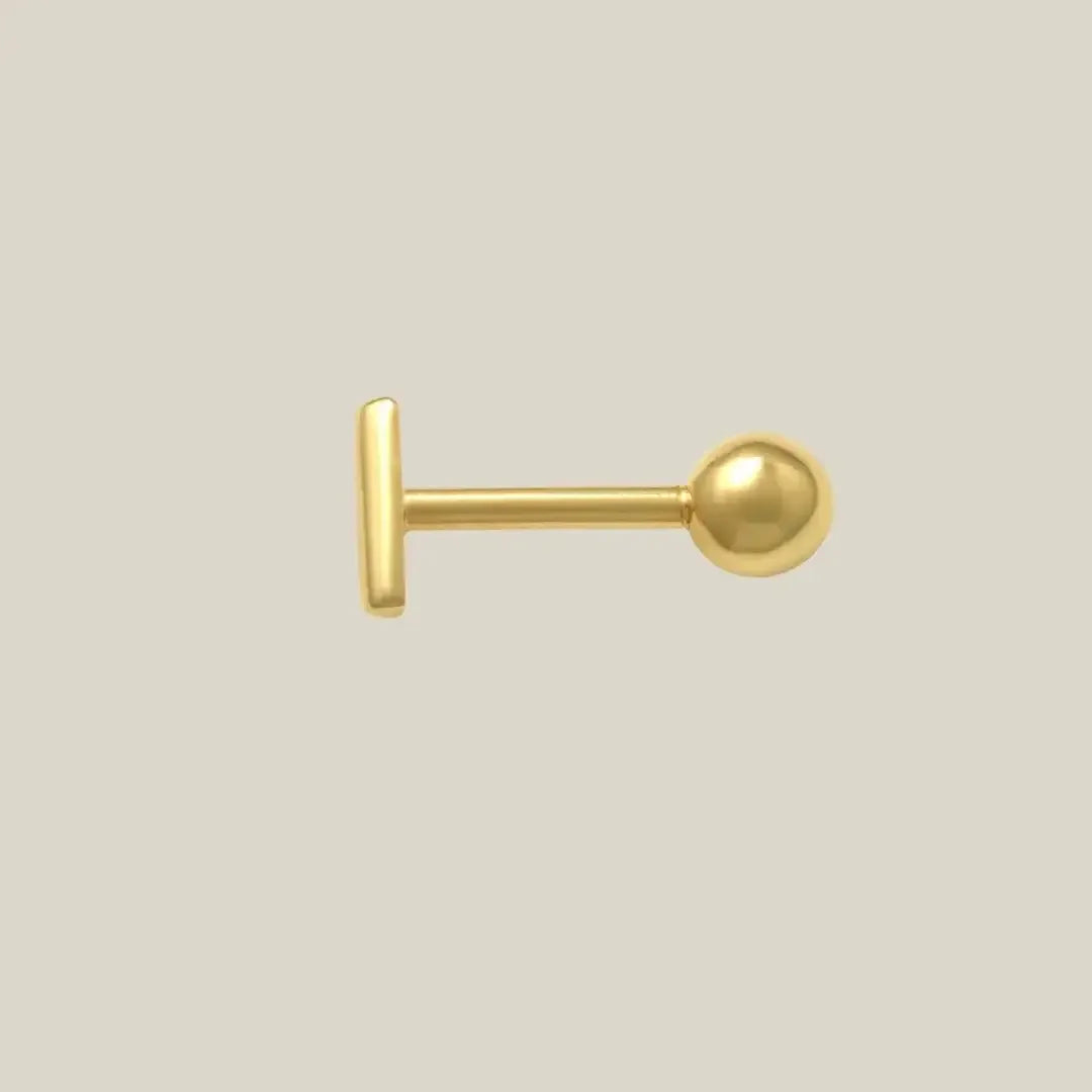 14K Solid Gold Mini Line Bar Stud – Anygolds