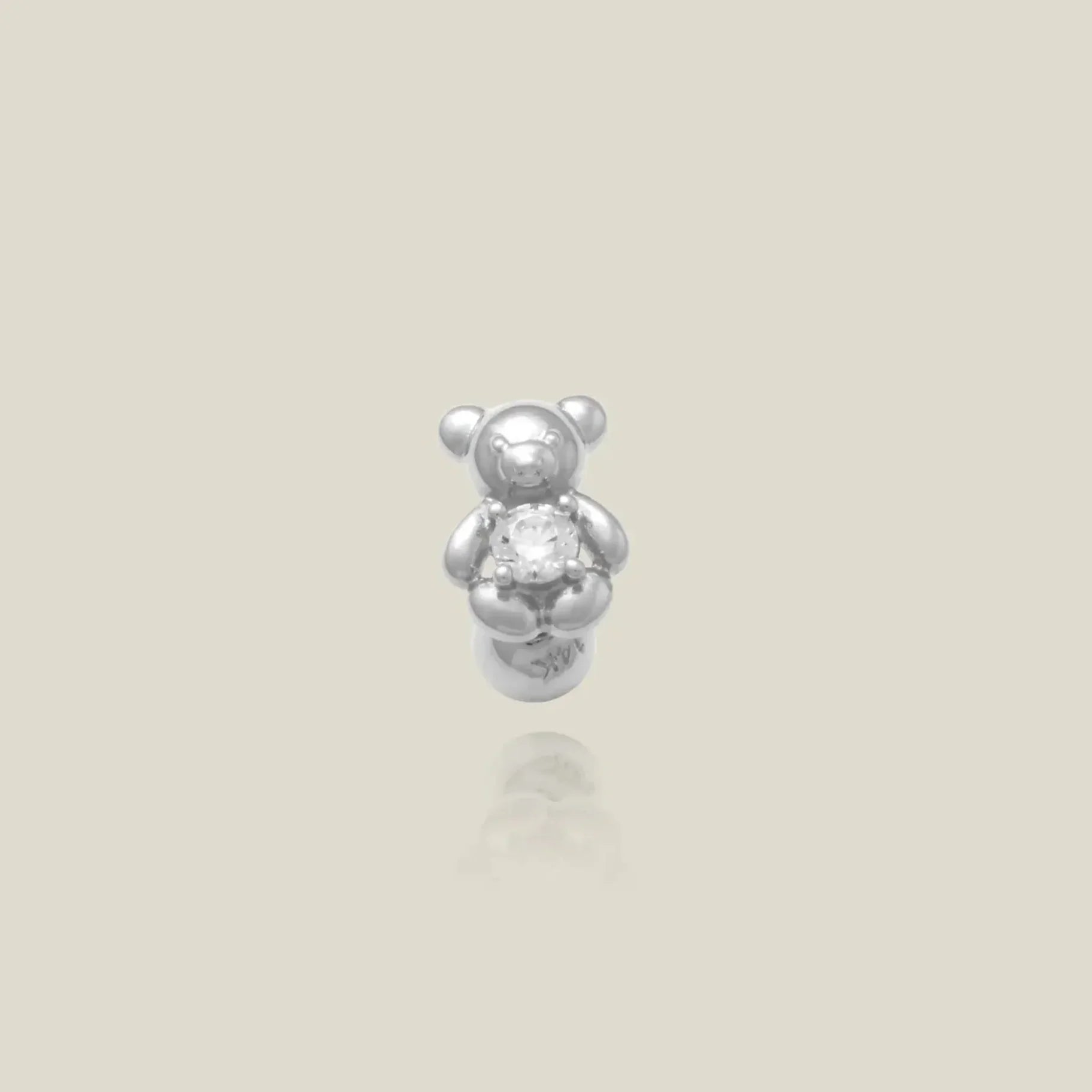 14K Solid Gold Teddy Bear with Stone Stud – Anygolds