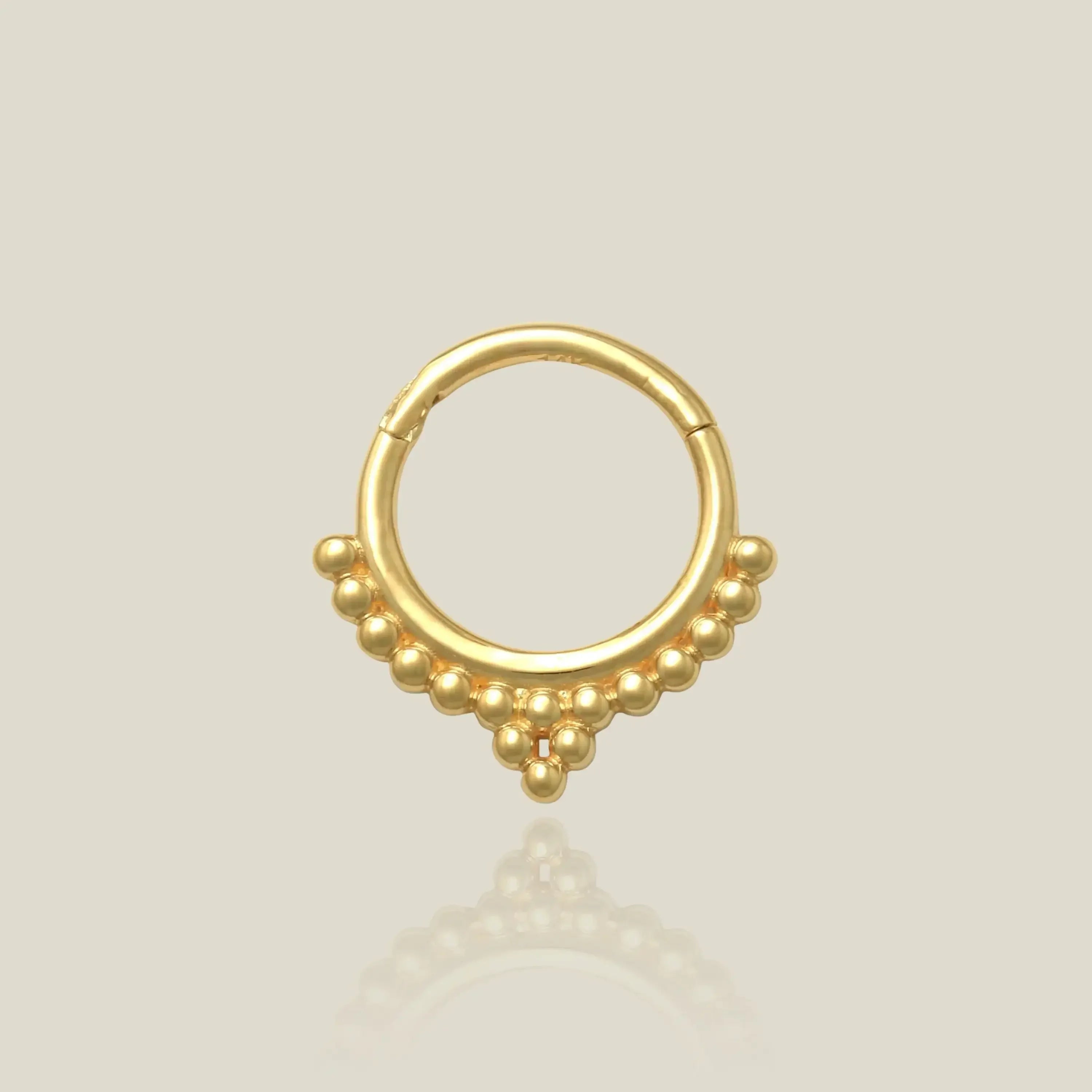 14K Solid Gold Beaded Clicker Tri-Hoop – Anygolds