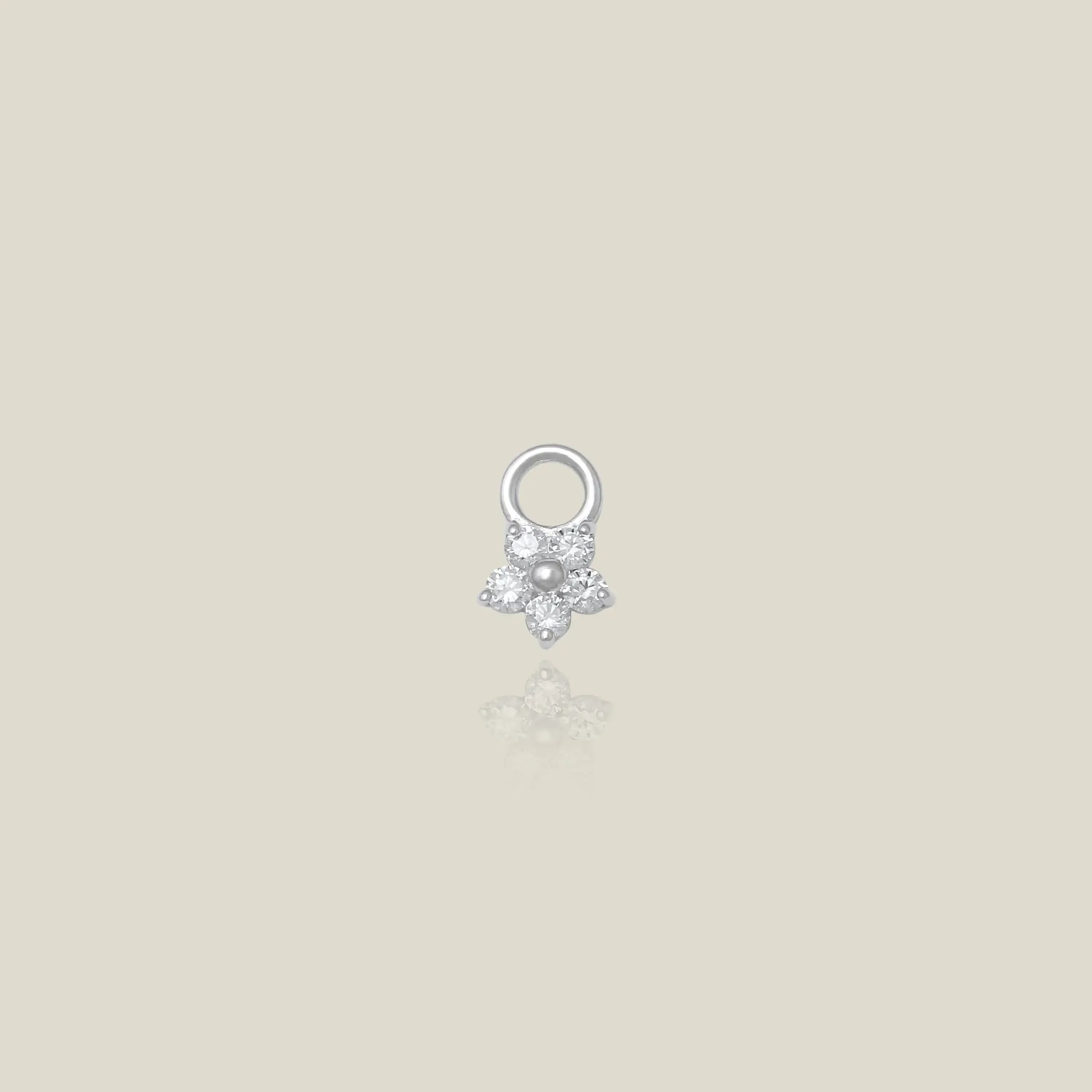 14K Solid Gold Flower Diamond Charm – Anygolds