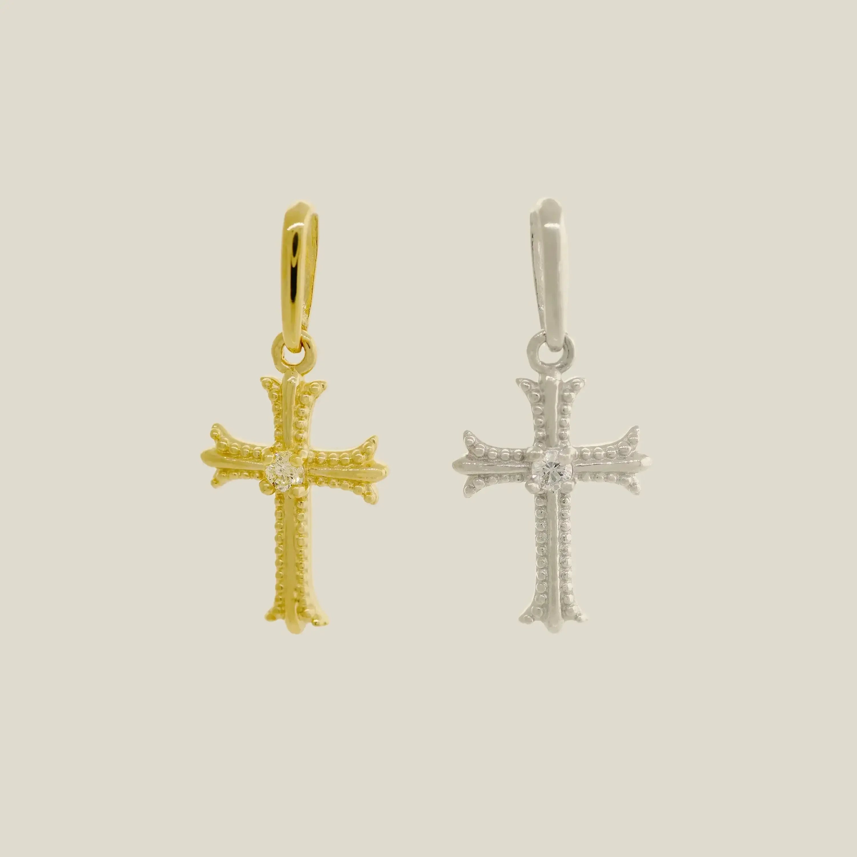 14K Solid Gold Diamond Gothic Cross Pendant – Anygolds