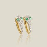 14K Solid Gold Diamond Emerald Snake Eyes Hoop Earrings – Anygolds