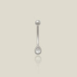 14K Solid Gold Teardrop Stone Curved Barbell - 16G – Anygolds