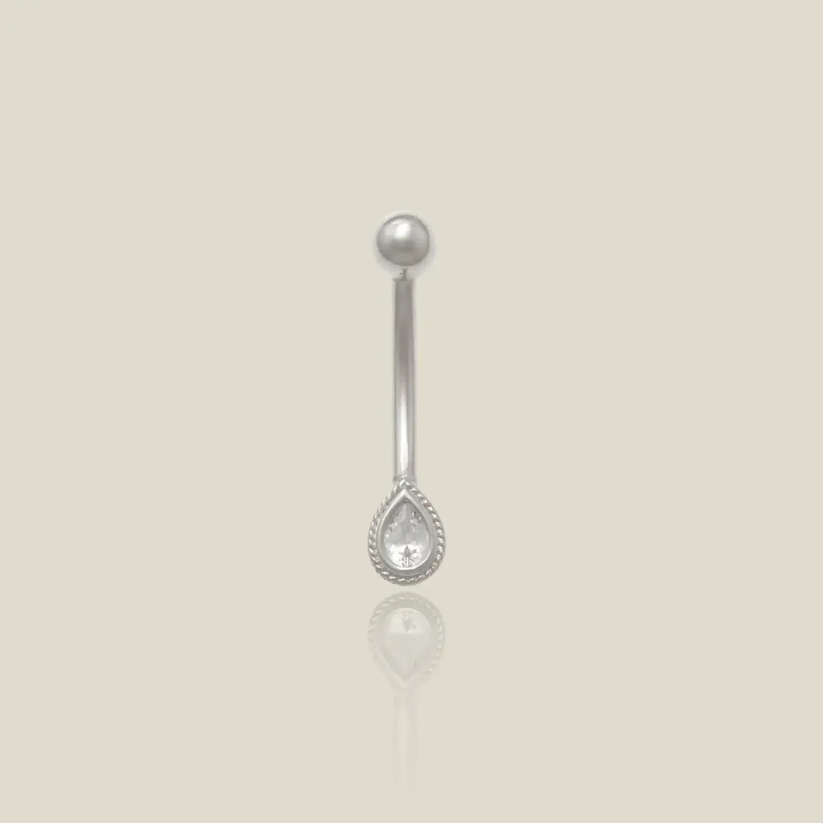 14K Solid Gold Teardrop Stone Curved Barbell - 16G – Anygolds