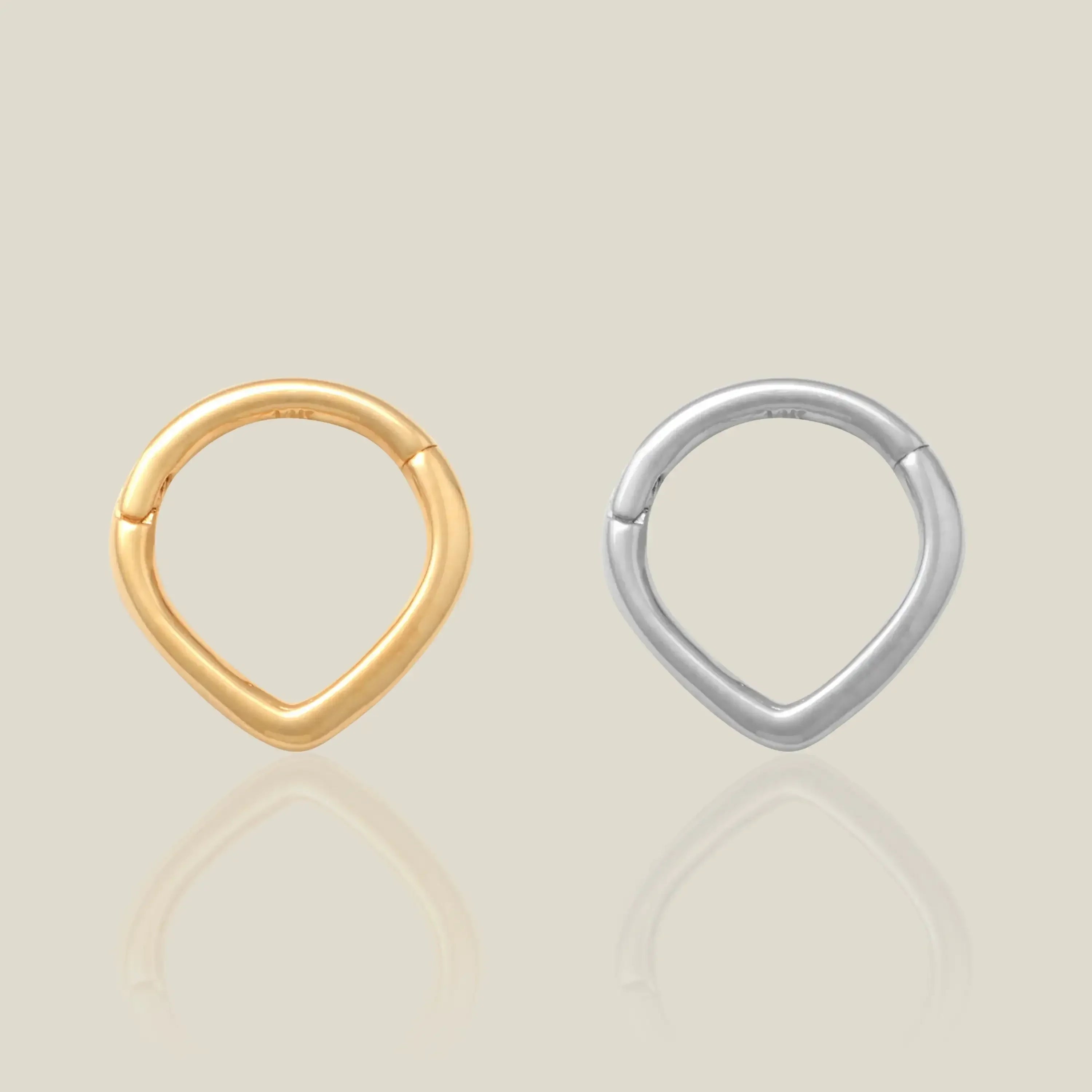 14K Solid Gold V Clicker Hoop – Anygolds