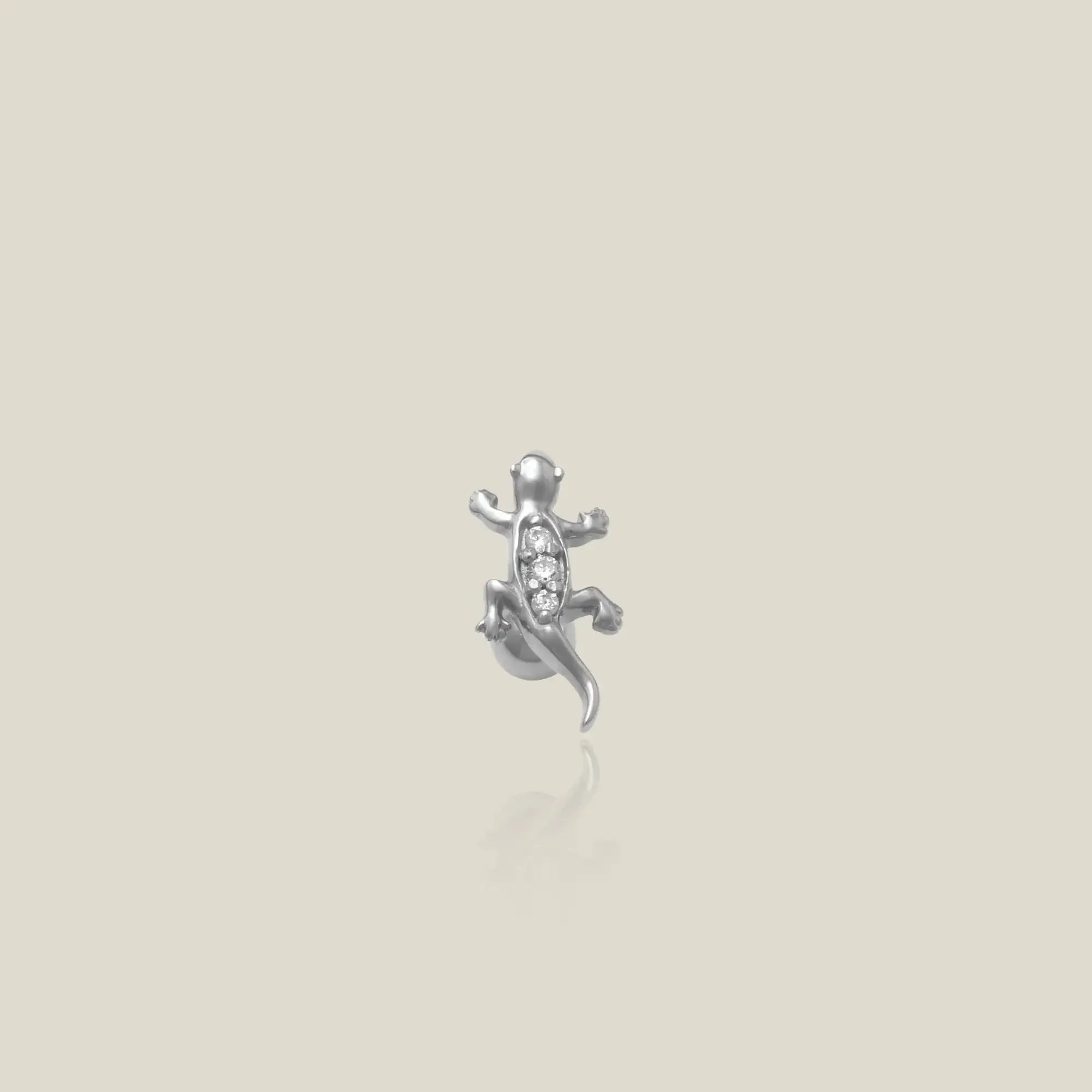 14K Solid Gold Baby Lizard CZ Stud – Anygolds