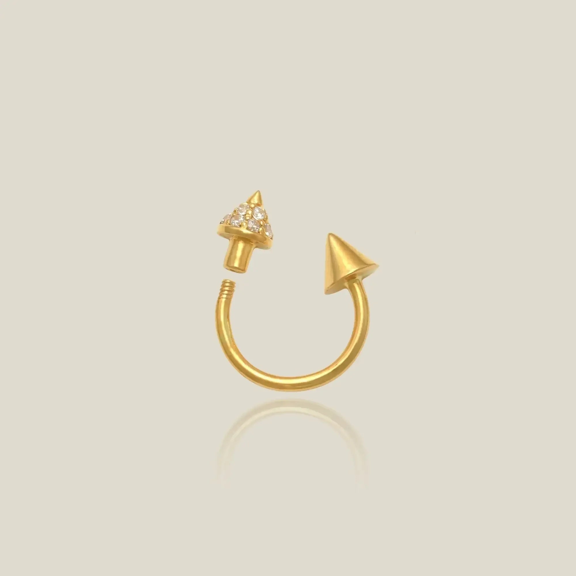 14K Solid Gold Spike Horseshoe Hoop – Anygolds