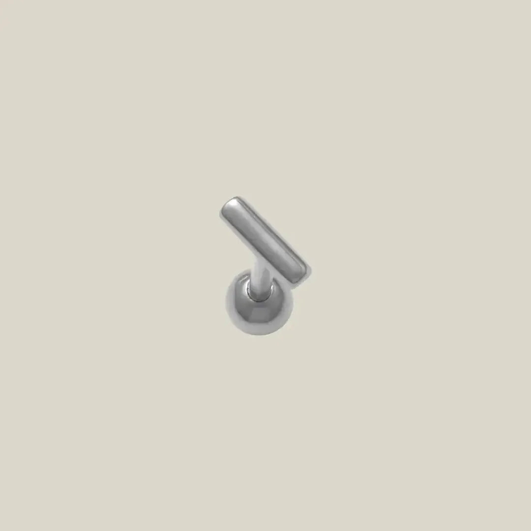 14K Solid Gold Mini Line Bar Stud – Anygolds
