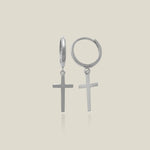 14K Solid Gold Plain Cross Drop Earrings – Anygolds