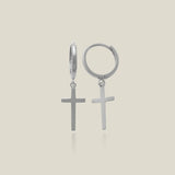 14K Solid Gold Plain Cross Drop Earrings – Anygolds