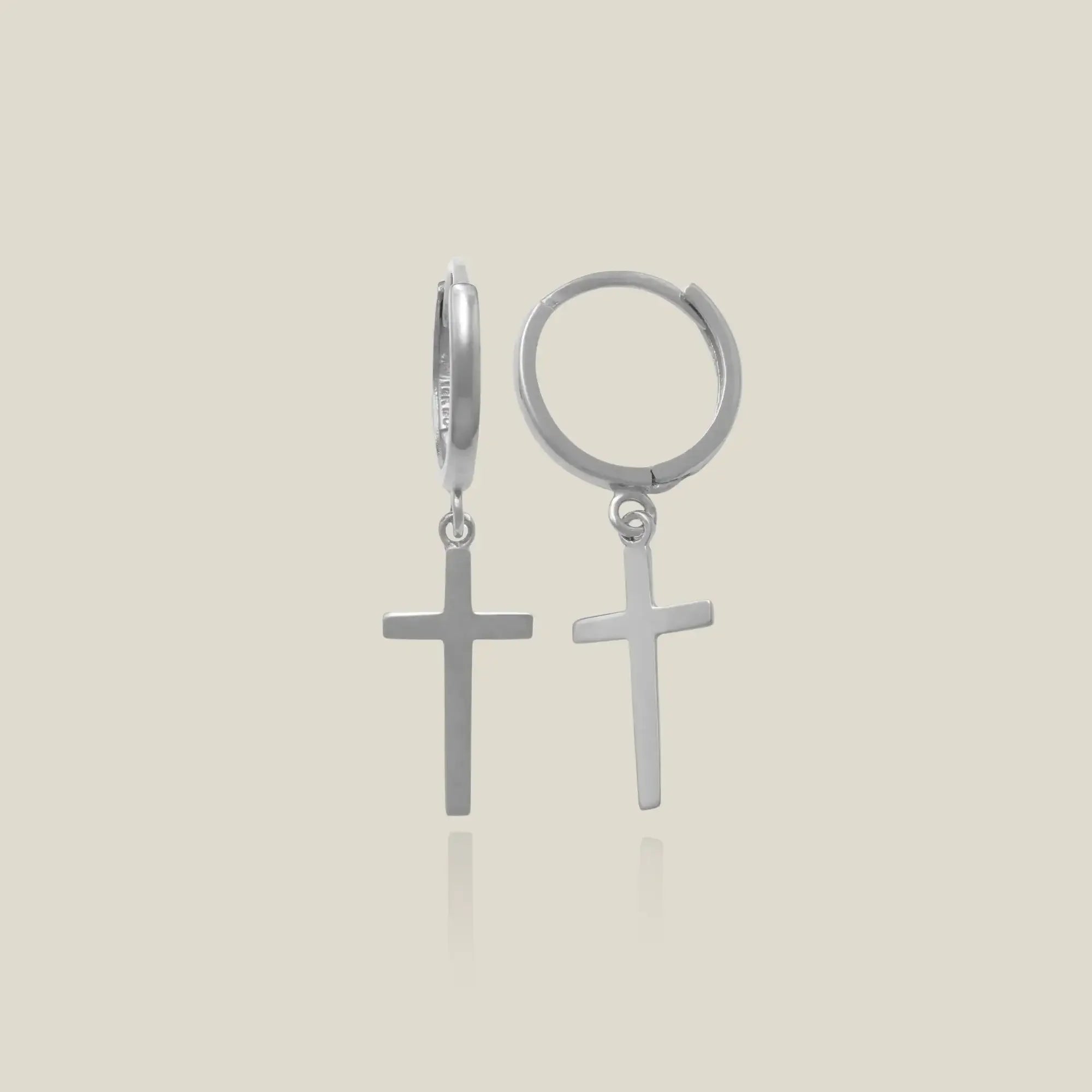 14K Solid Gold Plain Cross Drop Earrings – Anygolds