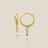 14K Solid Gold Mini Square Drop Hoop Earrings – Anygolds