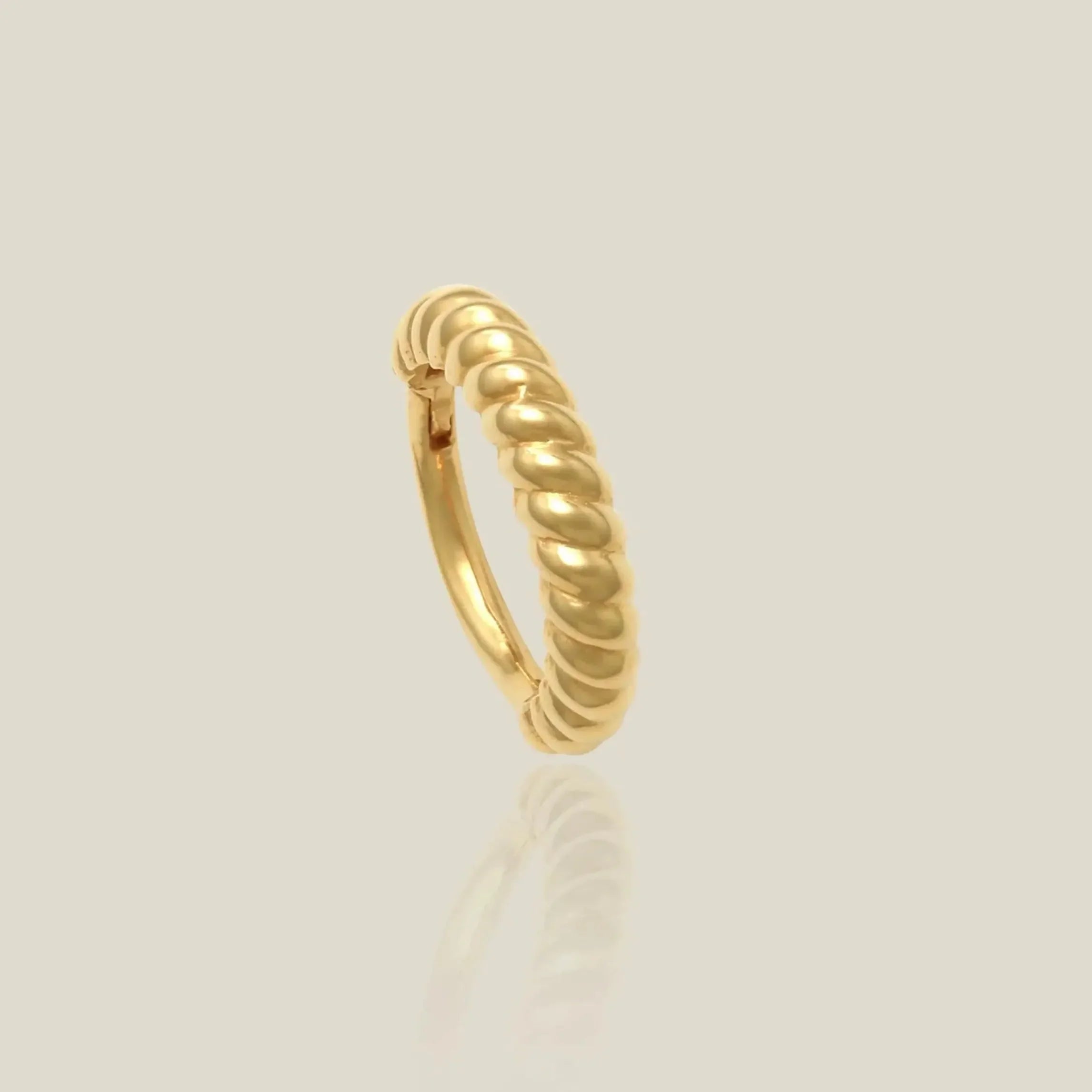14K Solid Gold Bold Twisted Rope Clicker Hoop – Anygolds
