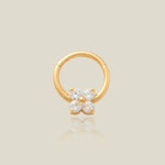 14K Solid Gold Clover Flower Clicker Hoop – Anygolds