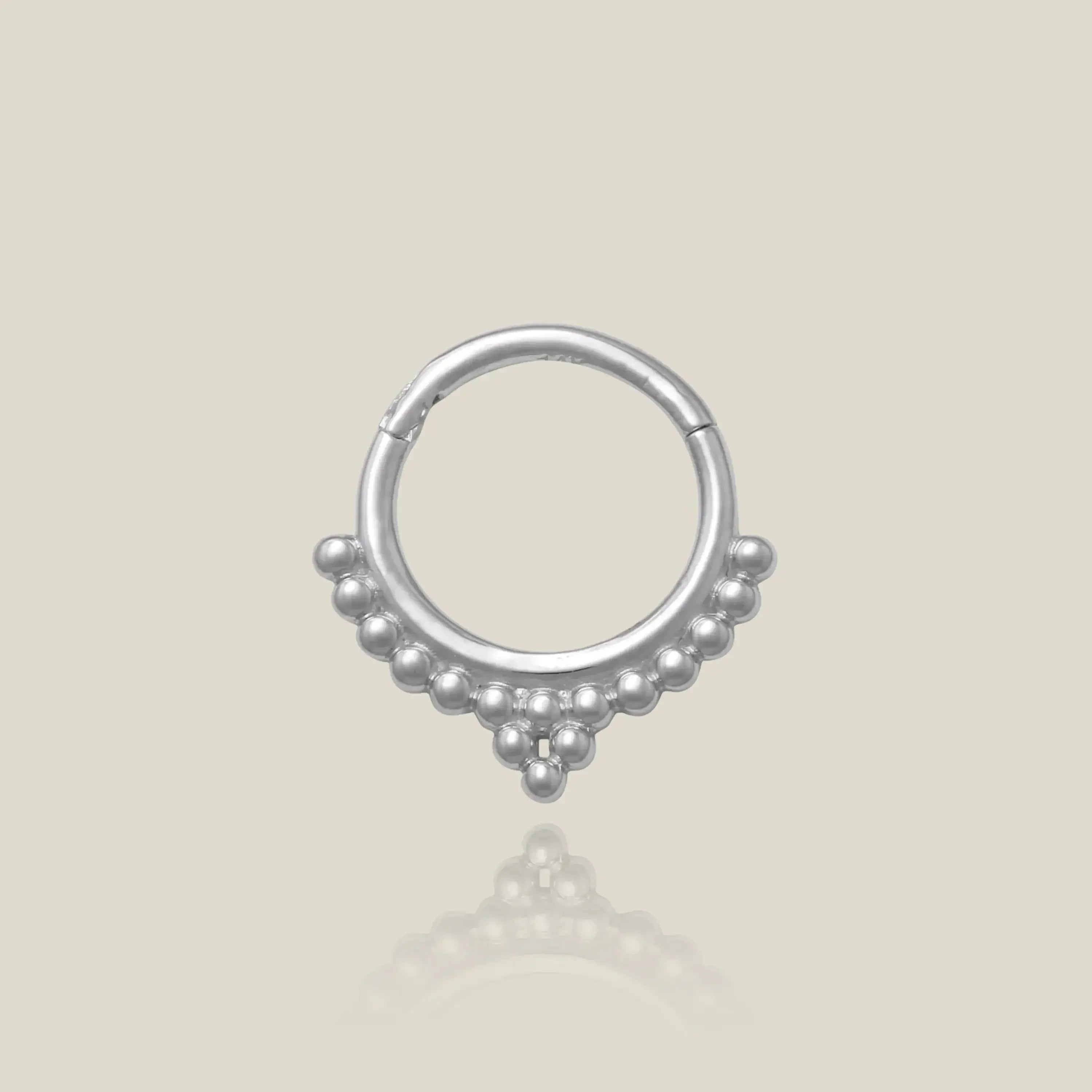 14K Solid Gold Beaded Clicker Tri-Hoop – Anygolds