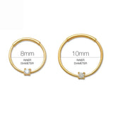 14K Solid Gold Prong-Set Endless Hoop – Anygolds