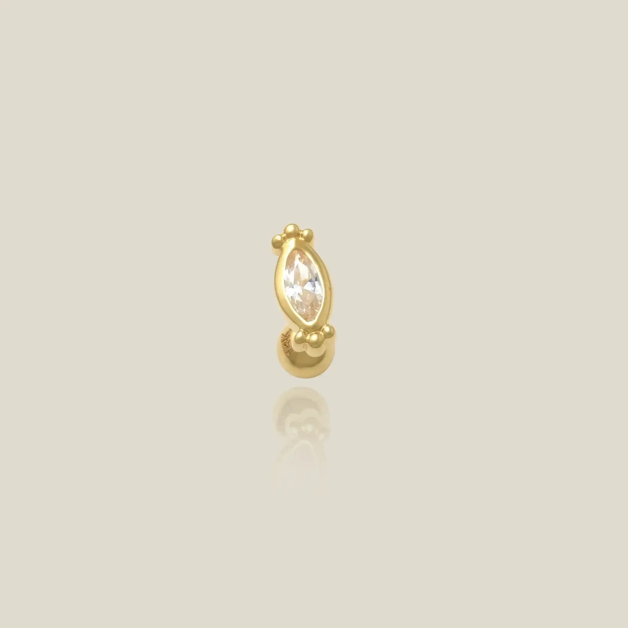 14K Solid Gold Ornate Marquise Stud – Anygolds