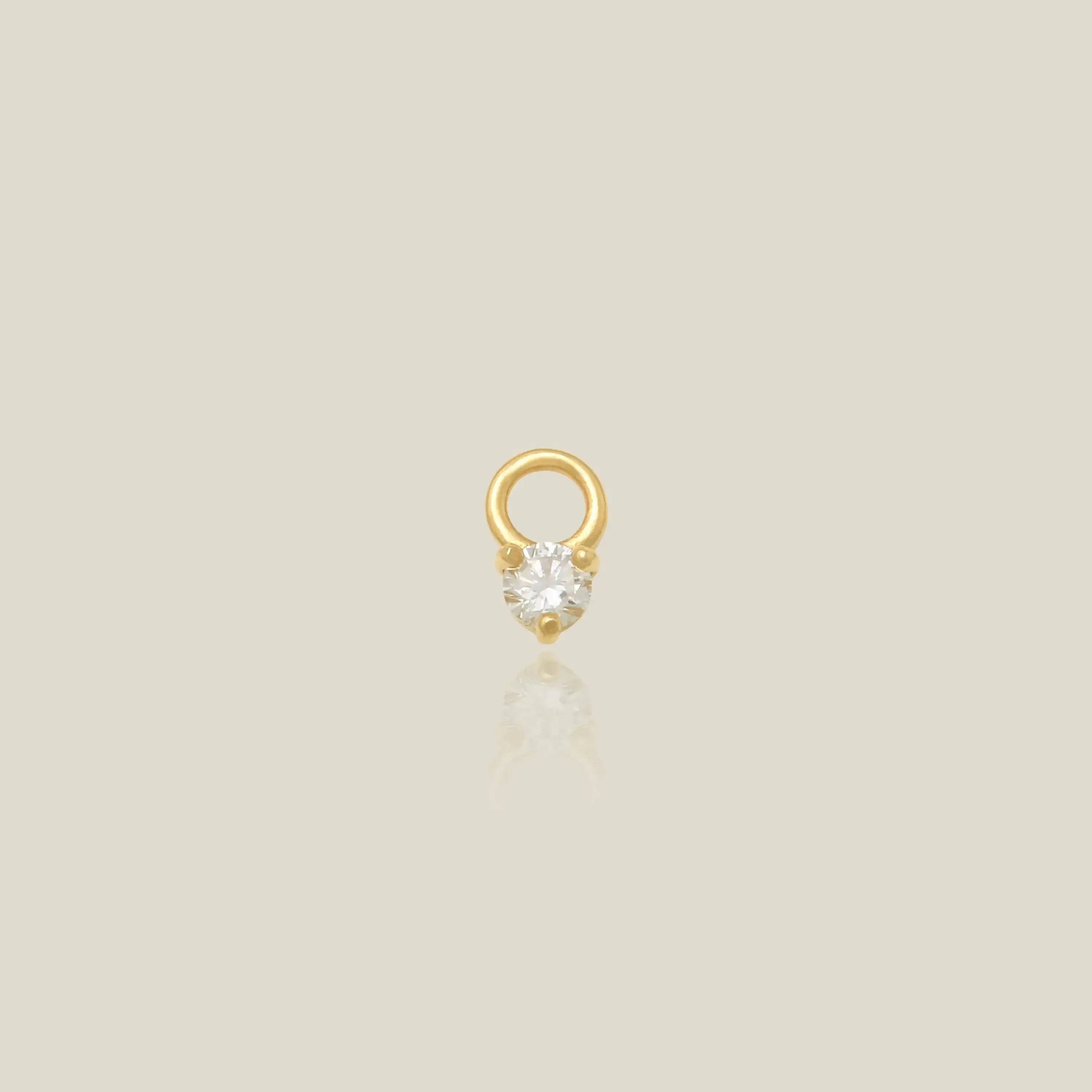14K Solid Gold Diamond Round Charm – Anygolds